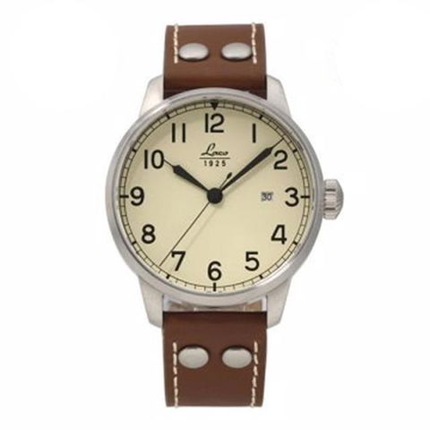 【南紡購物中心】 Laco861611 朗坤 Barcelona 夜光海洋機械腕錶-卡其/42mm