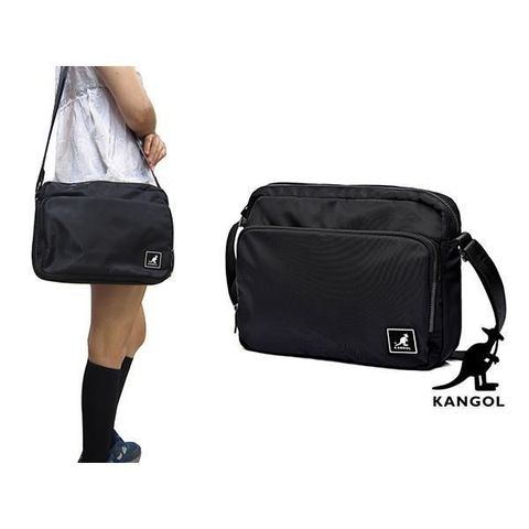 【南紡購物中心】 KANGOL 肩背包中容量可8寸平板主袋+外袋共三層進口防水尼龍布肩背斜側中性款