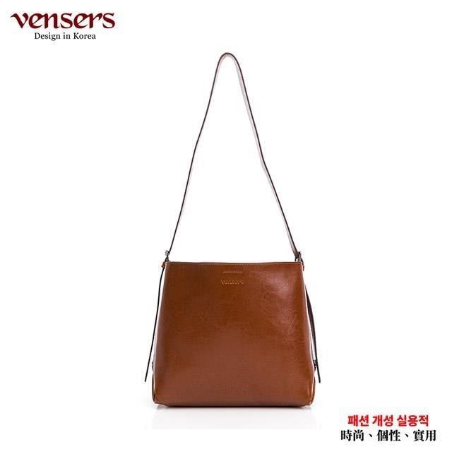 vensers 【南紡購物中心】 小牛皮潮流個性肩背包(NL068101棕色)