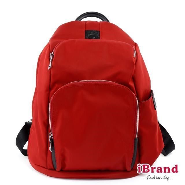 i Brand 【南紡購物中心】 iBrand 率性時尚後開式防盜尼龍後背包(M) -魅力紅 HS-2002