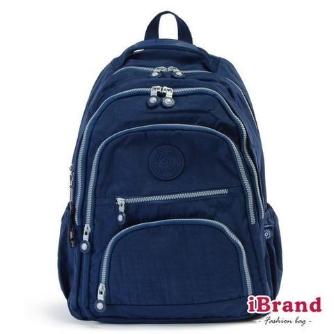 i Brand 【南紡購物中心】 iBrand 百搭簡約素色多層收納後背包-寶藍 TGT-989