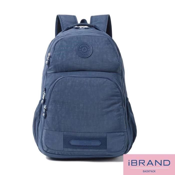 i Brand 【南紡購物中心】 iBrand 輕盈防潑水多口袋後背包 -藍色 MDS-8005