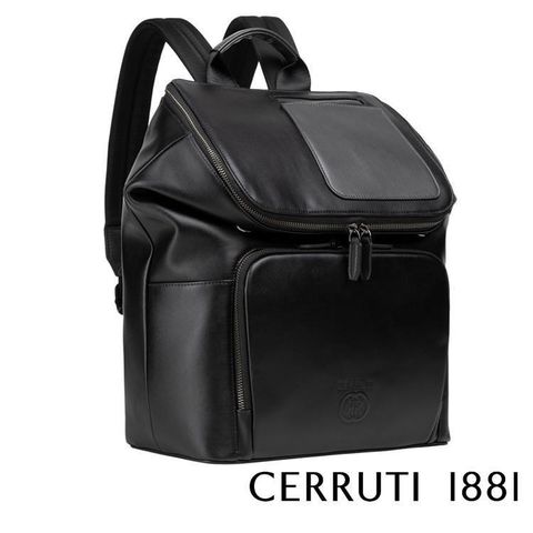 Cerruti 1881 【南紡購物中心】 限量2折 頂級義大利小牛皮後背包 全新專櫃展示品(黑色 5645M)