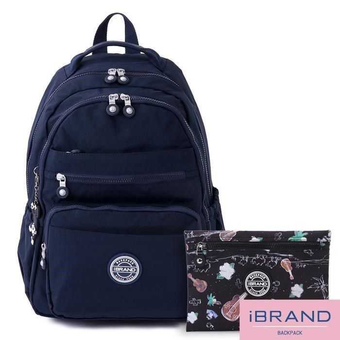 i Brand 【南紡購物中心】 iBrand 經典百搭輕盈多口袋後背包 - 深海藍 TIB-1604