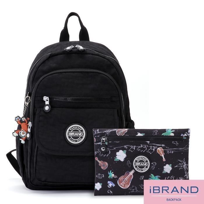 i Brand 【南紡購物中心】 iBrand 簡約輕盈尼龍多功能後背包 - 百搭黑 TIB-1503