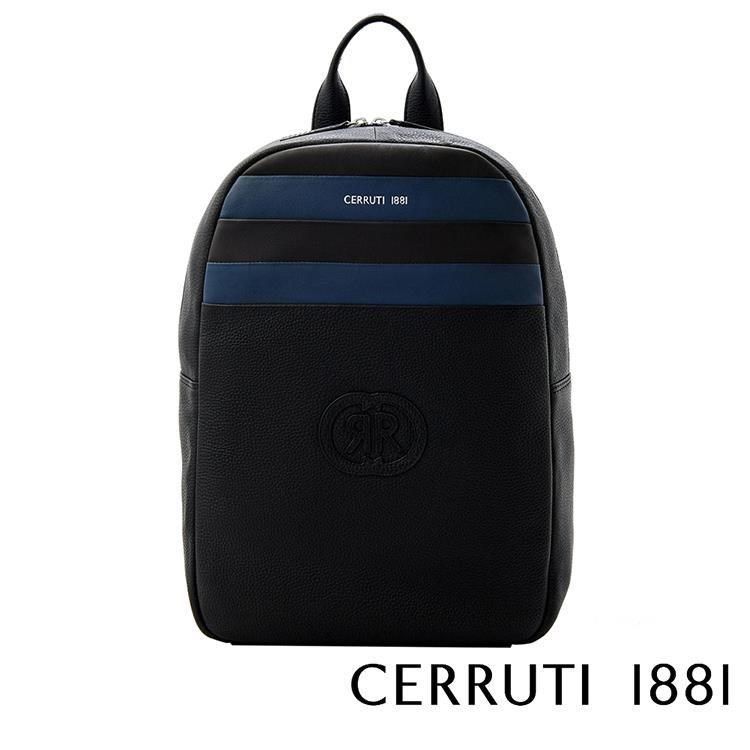 Cerruti 1881 【南紡購物中心】 限量2折 頂級義大利小牛皮後背包 全新專櫃展示品(黑色 6050M)