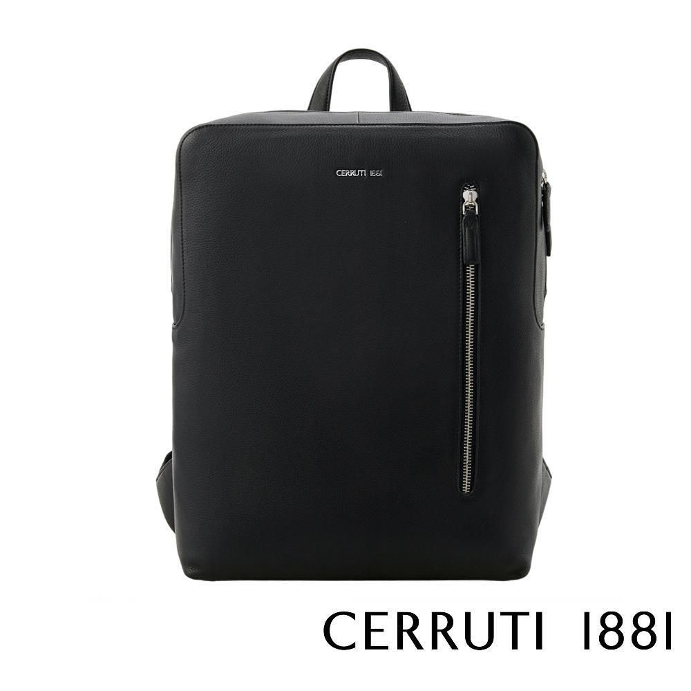 Cerruti 1881 限量2折 義大利頂級小牛皮後背包 全新專櫃展示品(黑色 6579M)