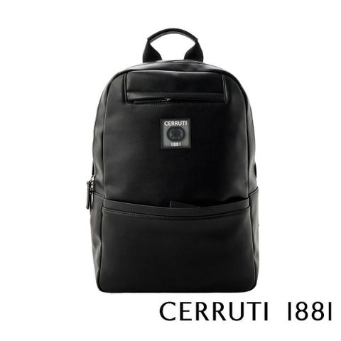 Cerruti 1881 限量2折 義大利頂級小牛皮後背包 全新專櫃展示品(黑色 6413M)