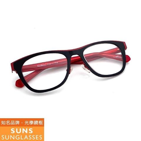 【南紡購物中心】 【SUNS】黑+紅框雙色框 薄鋼複合材質光學眼鏡框(MM15246)