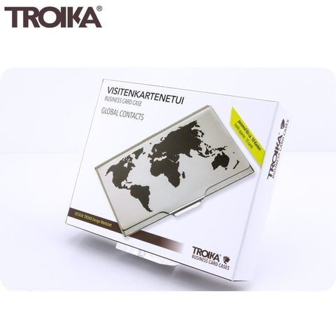 TROIKA 【南紡購物中心】 德國世界地圖防RFID名片夾信用卡夾CDC15-02BK/TI名片盒防感應夾防NFC防側錄輕薄隨身匣子