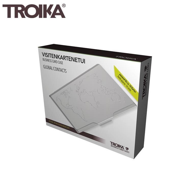 TROIKA 梅森巴赫 德國防RFID防NFC防感應防側錄防盗信用卡夾名片匣CDC15-02/AL銀(世界地圖)
