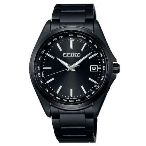 SEIKO 精工 【南紡購物中心】 SK037  (SBTM333J/7B75-0AA0SD)鈦金屬經典黑太陽能時尚腕錶 39.5mm