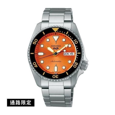 SEIKO 精工 【南紡購物中心】 SK037  4R36-14B0L(SRPK35K1) 5 Sports 系列機械錶 橘色面 38mm