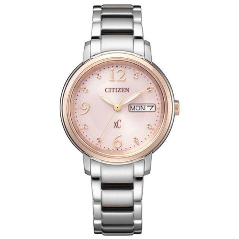 CITIZEN 星辰 【南紡購物中心】 XC粉漾光動能七夕鋼帶錶32.5mm(EW2425-57W)