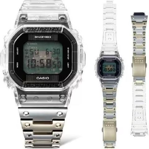 【南紡購物中心】 【CASIO卡西歐】Clear Remix系列 DWE-5640RX-7 40周年限定透明方形時尚腕錶43.8mm
