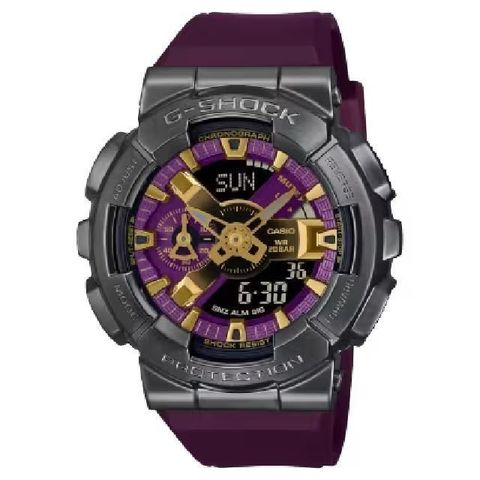 【南紡購物中心】 【CASIO卡西歐】GM-110CL-6A 沙漠荒野離子電鍍金屬雙顯時尚腕錶 冒險紫 48.8mm