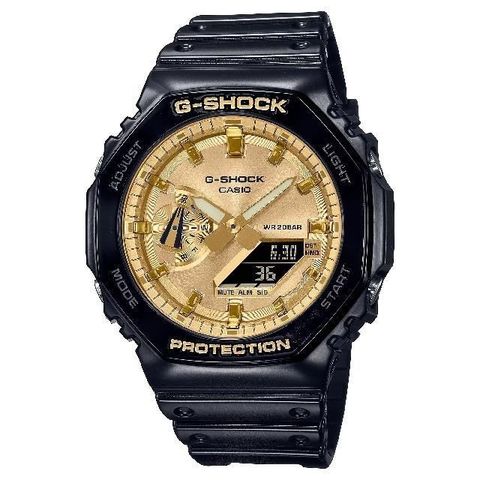 CASIO 卡西歐 【南紡購物中心】 GA-2100GB-1A 冷酷精緻金屬色彩八角形雙顯錶 45.4mm