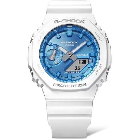 【南紡購物中心】 【CASIO卡西歐】GA-2100WS-7A 冬季光彩繽紛對錶系列時尚腕錶 冬季藍 45.4mm