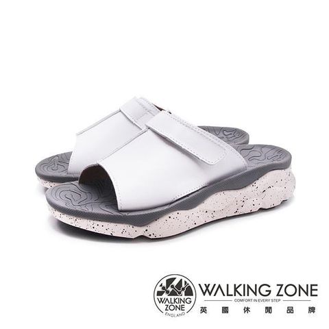 WALKING ZONE 【南紡購物中心】 (女)MIT個性可調式厚底拖鞋 女鞋-白色