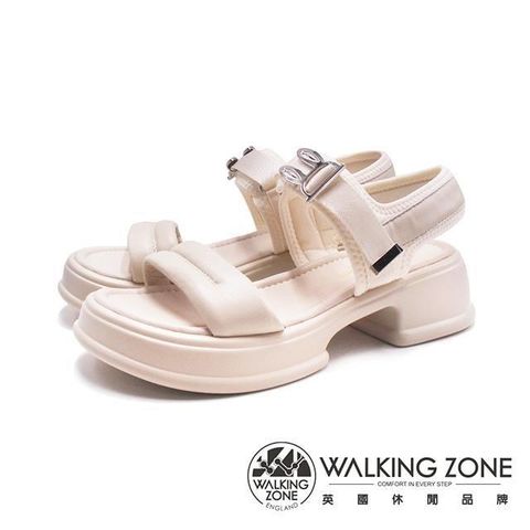 WALKING ZONE 【南紡購物中心】 (女)兔兔耳造型 可調式輕感厚底涼鞋 女鞋-米白色