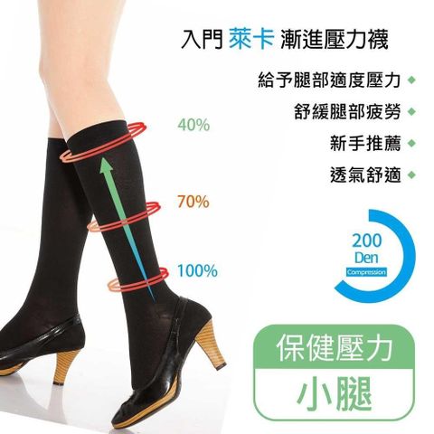 【緹絲健康襪】200Den萊卡漸進壓力小腿襪(素面/格紋)(5雙)