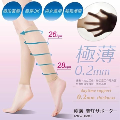 【南紡購物中心】 【日本Alphax】日本製 極薄彈性壓力小腿套 一雙 壓力腿套 壓力襪 小腿套 小腿保護套 小腿襪