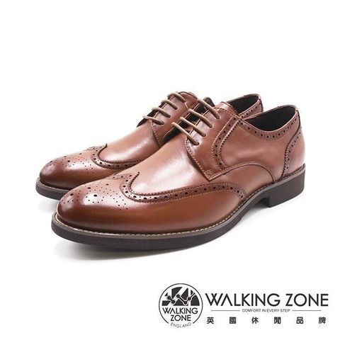 【南紡購物中心】 WALKING ZONE(男)W翼紋款紳仕德比皮鞋 男鞋 -棕色(另有黑色)