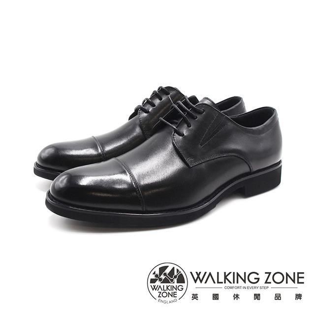 WALKING ZONE(男)側V口彈力一字款紳仕皮鞋男鞋-黑色(另有棕色 