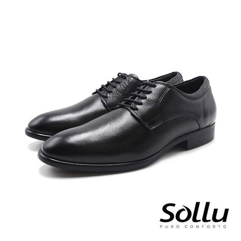 【南紡購物中心】 Sollu 巴西專櫃SOFT PRETO 5孔綁帶工作皮鞋 男鞋-黑