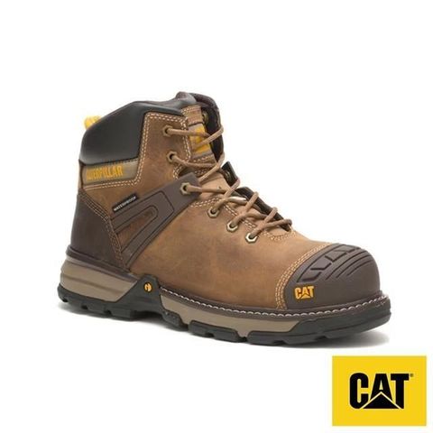 Cat Person 【南紡購物中心】 CAT EXCAVATOR SUPERLITE WP NT CSA 全方位塑鋼鞋 男鞋棕色