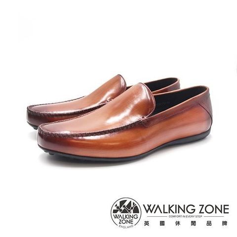 【南紡購物中心】 WALKING ZONE(男)方頭車縫樂福皮鞋 男鞋-亮棕色
