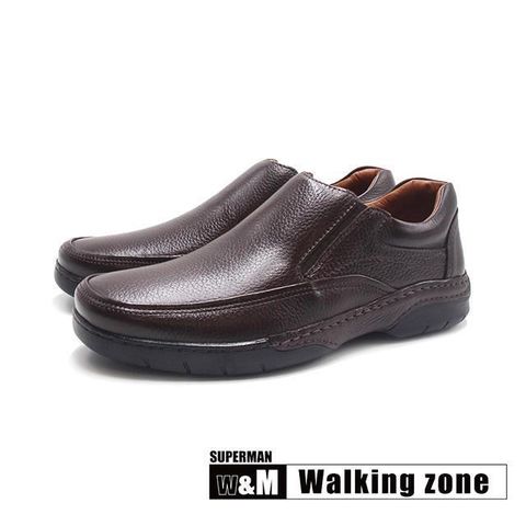 WALKING ZONE 【南紡購物中心】 (男)SUPERMAN系列 直套懶人皮鞋 男鞋-深咖色