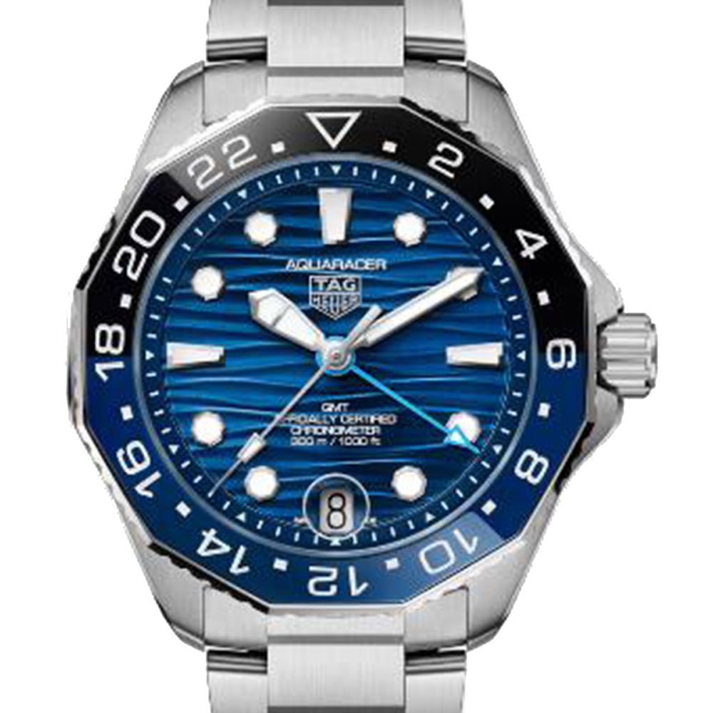 TAG Heuer 豪雅   AQUARACER PROFESSIONAL 300米GMT鏈帶腕表(WBP5114.BA0013)x藍色海洋x42mm