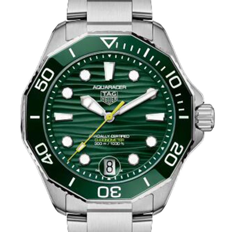 TAG Heuer 豪雅   AQUARACER PROFESSIONAL 300米鏈帶綠面腕表(WBP5116.BA0013)x42mm