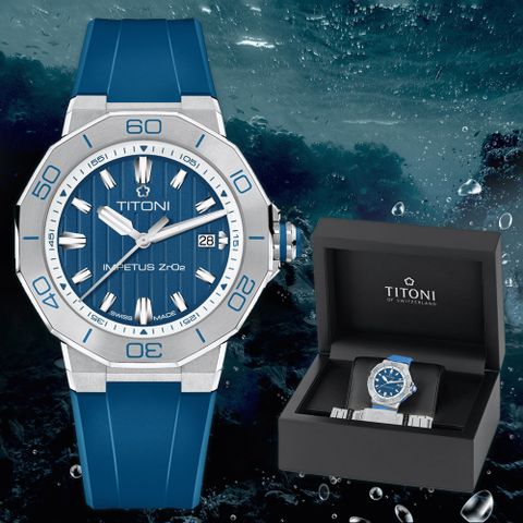原廠公司貨▼下單送好禮TITONI 梅花錶 Impetus 海軍藍 動力系列陶瓷機械錶-43mm 83765S-FF-709