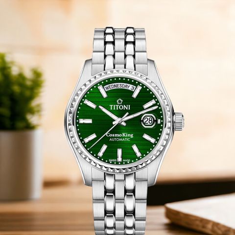 TITONI 梅花錶 宇宙系列 霸氣 機械錶 男錶 手錶 綠色-797S-697