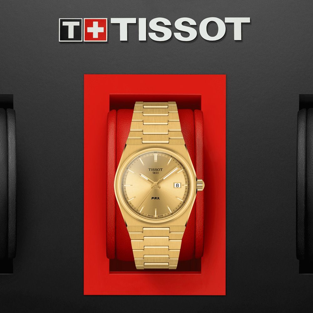 TISSOT 天梭 PRX系列 簡約復古石英腕錶-金 雙11 特惠 35mm/T1372103302100