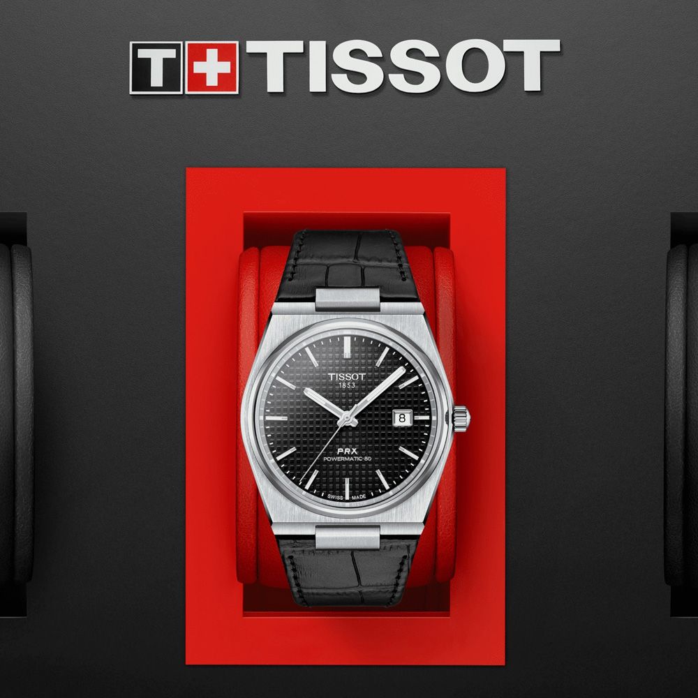 TISSOT 天梭 PRX系列 皮帶款 簡約復古機械腕錶-黑 禮物推薦 送禮首選 40mm/T137.407.16.051.00