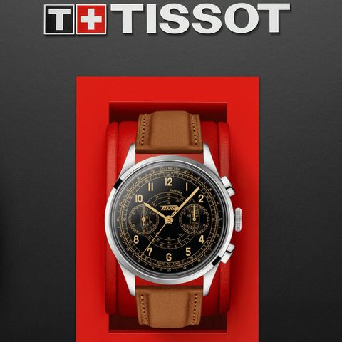 TISSOT 天梭 官方授權 TELEMETER 1938 復刻計時機械腕錶T1424621605200