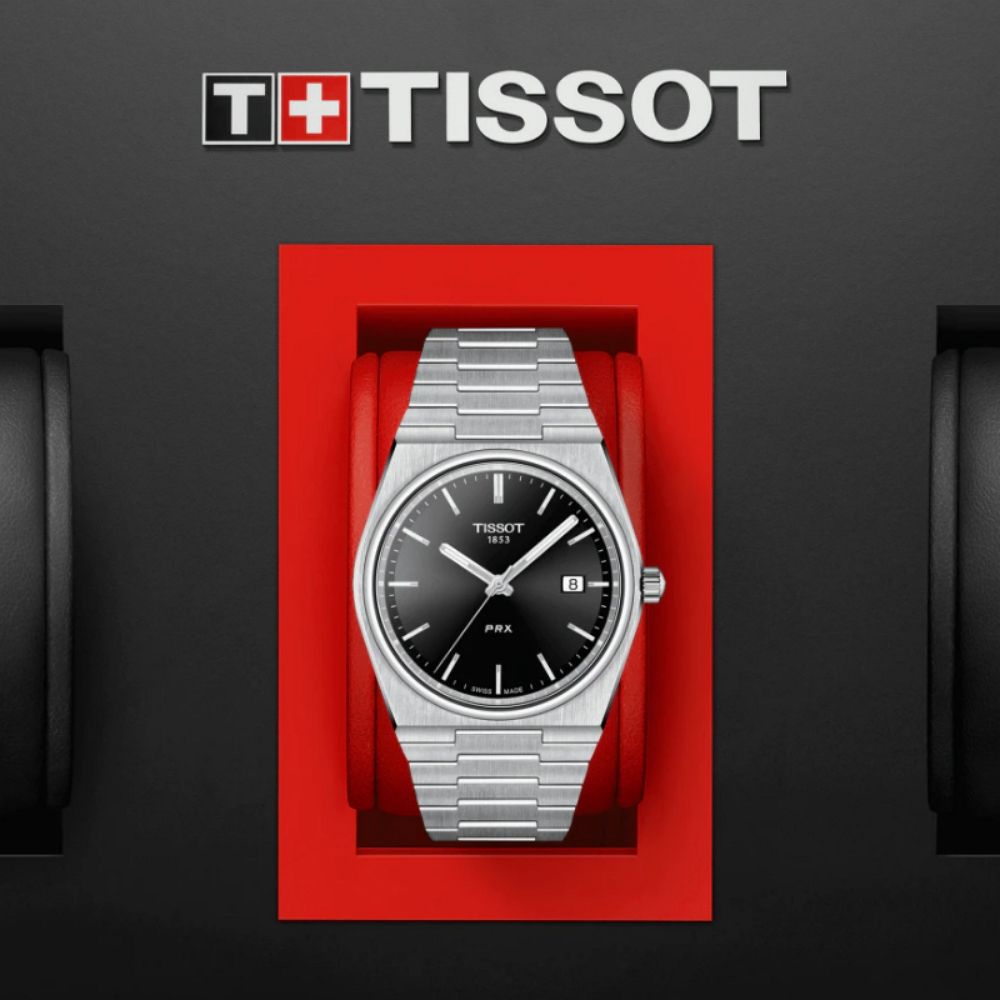 TISSOT 天梭 PRX系列 簡約復古石英腕錶-黑 禮物推薦 送禮首選 40mm/T1374101105100