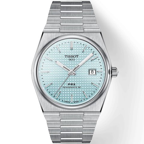 TISSOT 天梭錶 官方授權 PRX POWERMATIC 80 經典旗艦機械錶-T1374071135100/冰藍