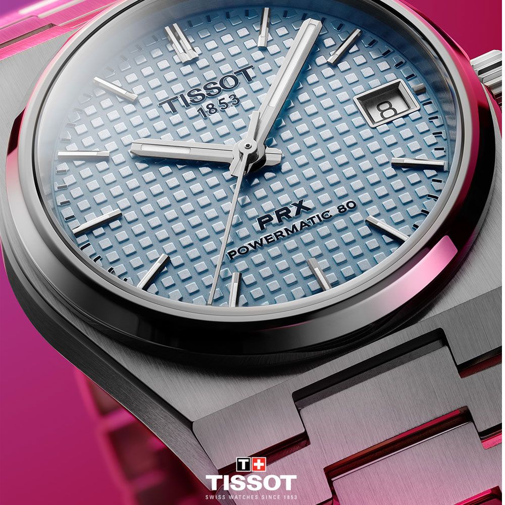 TISSOT 天梭   官方授權 PRX系列 80小時動力機械腕錶-T1372071135100/冰藍35mm