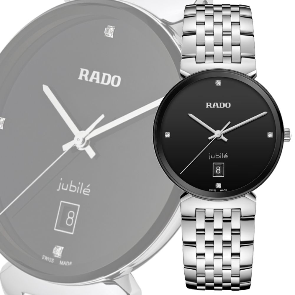 RADO 雷達錶  雷達表 Florence佛羅倫薩系列 鑽石時標 無框不鏽鋼石英錶-黑 38mm R05 R48912713 防水50米