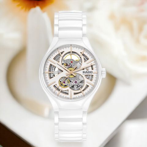 RADO 雷達錶 True 真系列開芯鏤空機械腕錶-R27106922/40mm 陶瓷錶 男錶 女錶