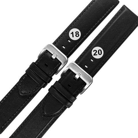 Watchband / 18.20 mm / 各品牌通用 義大利進口 微防水 真皮錶帶 黑色 ＃213-CO-01