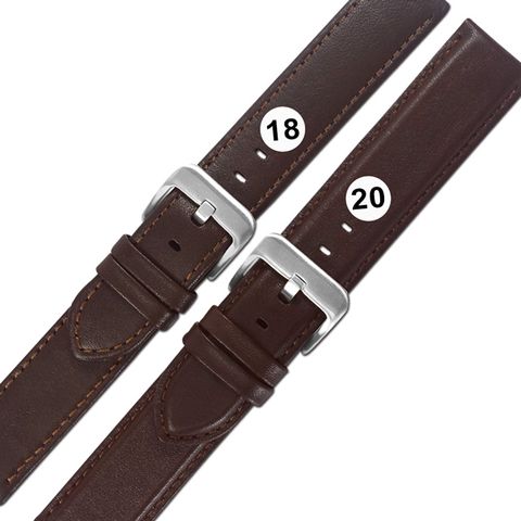Watchband / 18.20 mm / 各品牌通用 義大利進口 微防水 真皮錶帶 褐色 ＃213-CO-02