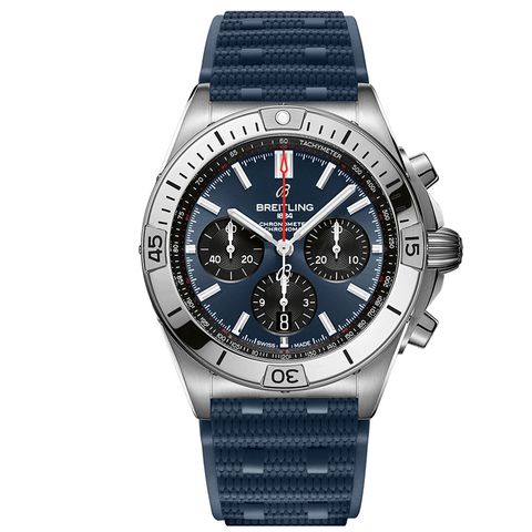 BREITLING 百年靈 CHRONOMAT 計時自動上鍊橡膠腕表(AB0134101C1S1)x藍x42mm