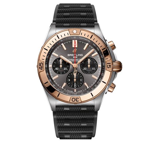 BREITLING 百年靈 CHRONOMAT 機械計時橡膠腕表(UB0134101B1S1)x煙灰色x42mm