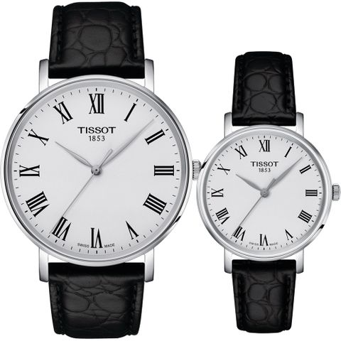 TISSOT 天梭 Everytime 羅馬經典情侶手錶 對錶 T1434101603300+T1432101603300