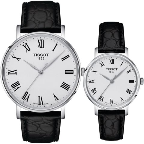 TISSOT 天梭 官方授權 Everytime 羅馬經典情侶對錶 T1434101603300+T1432101603300